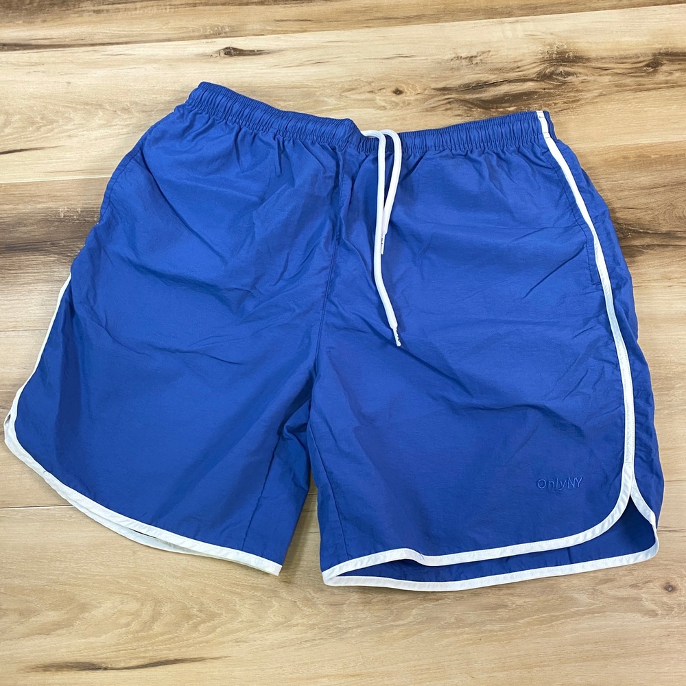 Men's Athletic Swim Shorts - Blue with White Trim